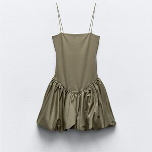 Mixed rib poplin balloon dress Zara